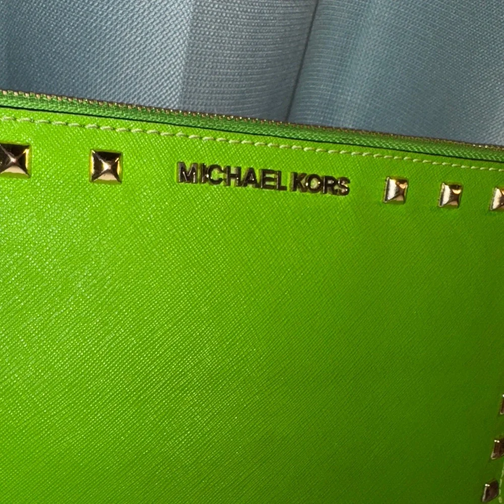 Michael Kors Lime Green Studded Wristlet